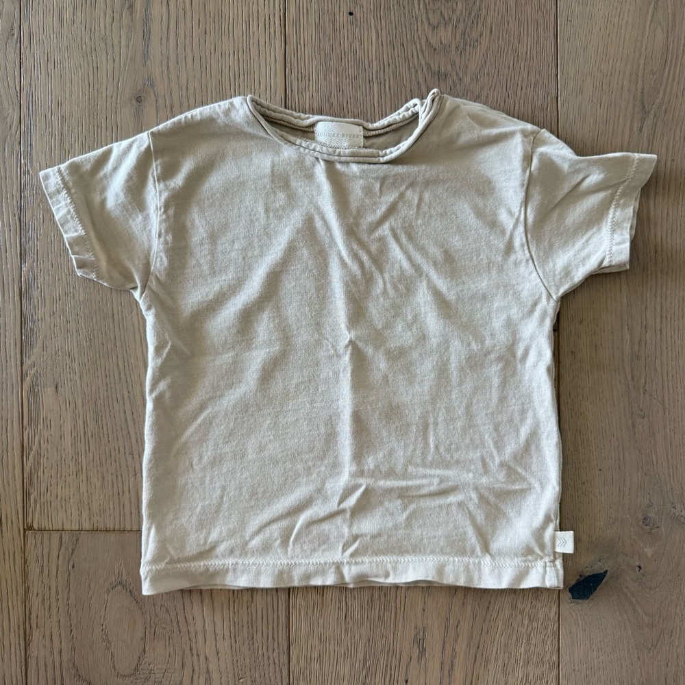 Tan Short Sleeve Tee with Crew Neck